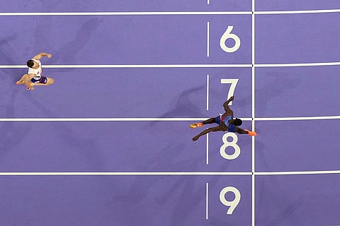 Rai Benjamin wins the men's 400-meter hurdles final